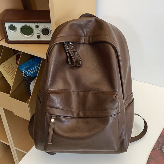 Korean-Style Soft Leather School Backpack (Product Code : 3127)