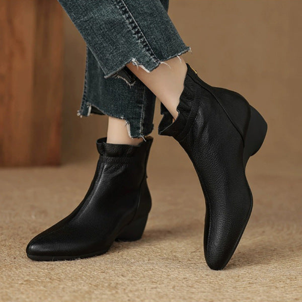 Giant Soft British Style Vintage Wedge Ankle Boots (Product Code : 3164)