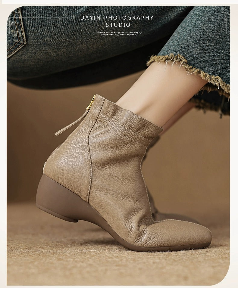 Giant Soft British Style Vintage Wedge Ankle Boots (Product Code : 3164)