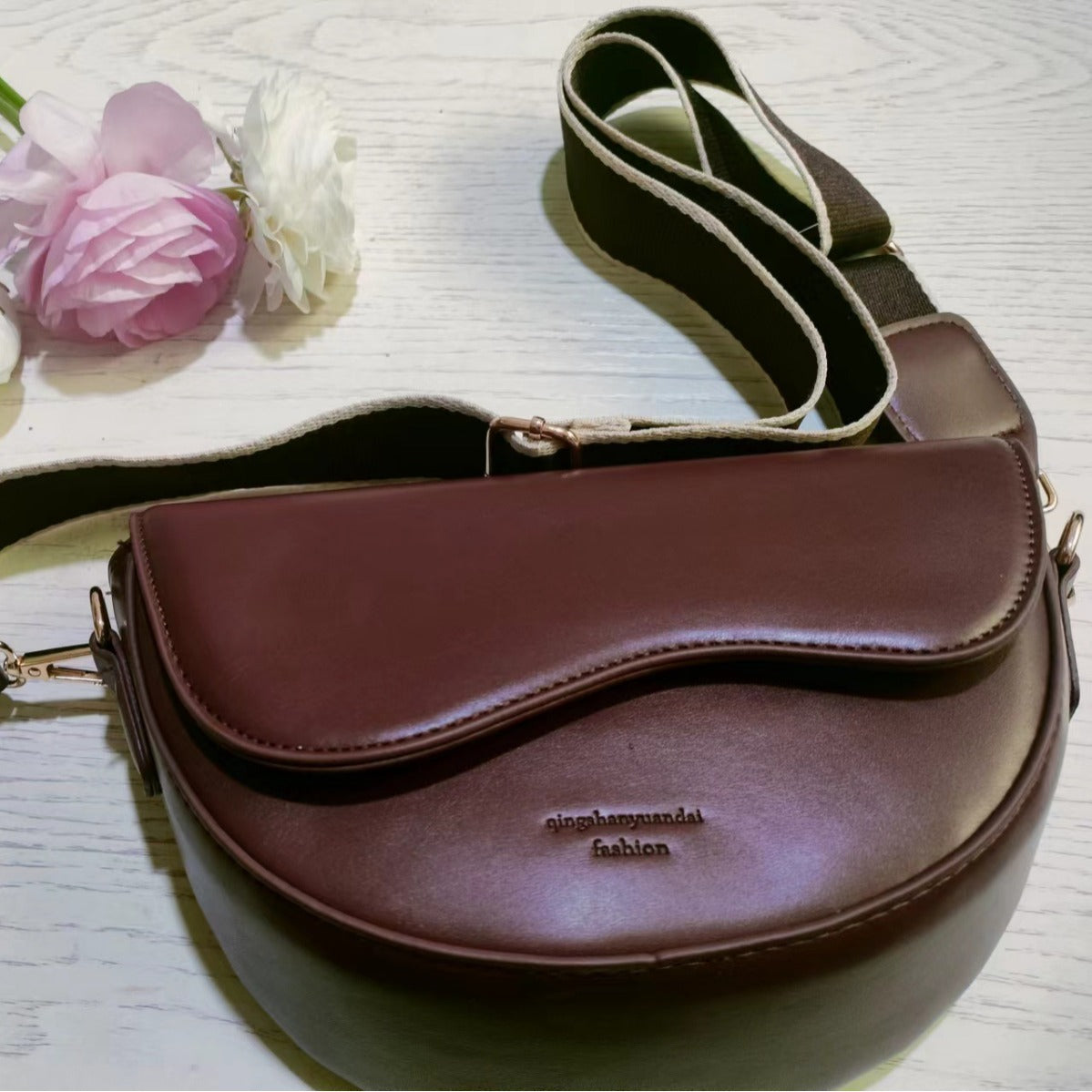 Trendy Textured Small Saddle Bag (Code: 1992)