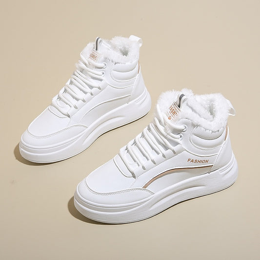 Women's Thick-Soled High-Top White Sneakers (Product Code: 1934)