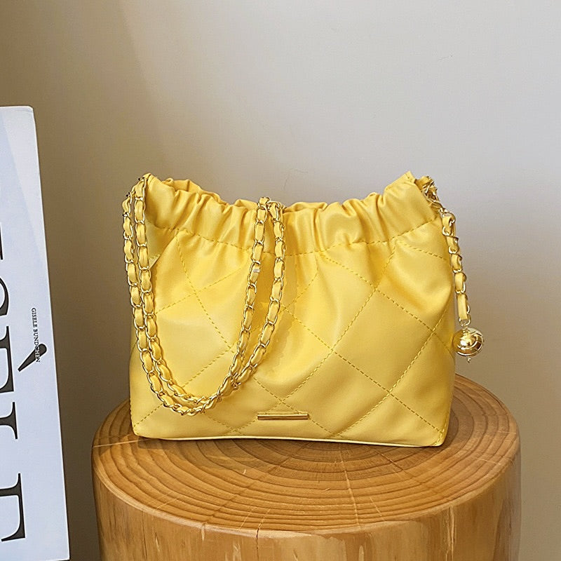 Soft Leather Pleated Chain Shoulder Bag (Product Code: 1939)