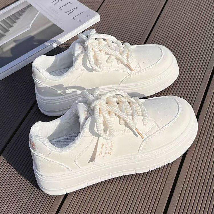 Women's Thick-Soled White Casual Sneakers (Product Code: 1926)