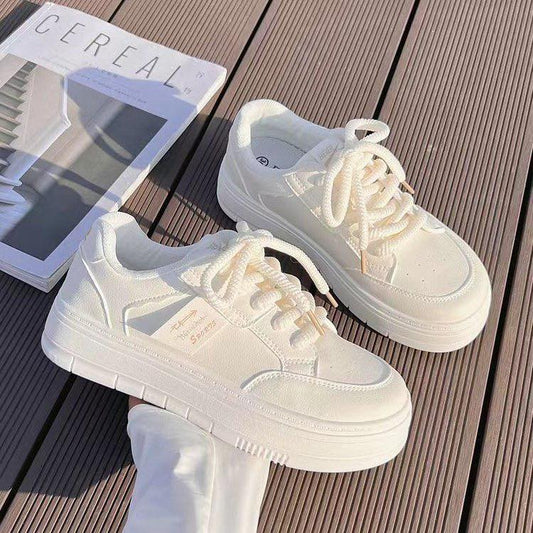 Women's Thick-Soled White Casual Sneakers (Product Code: 1926)