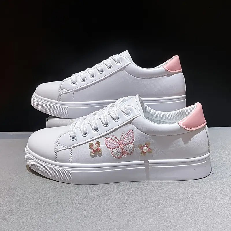 Women's Embroidered Butterfly Sneakers (Code: 0622)